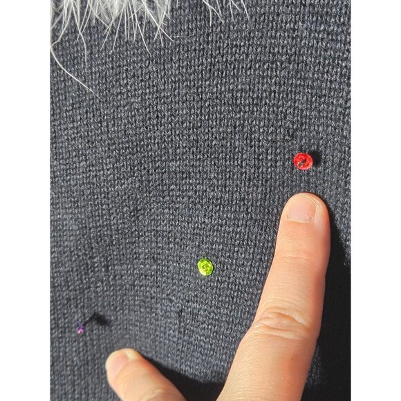 Vintage 2004 Heirloom Collectibles Christmas Sequin Embellished Santa Sweater L - Picture 4 of 13